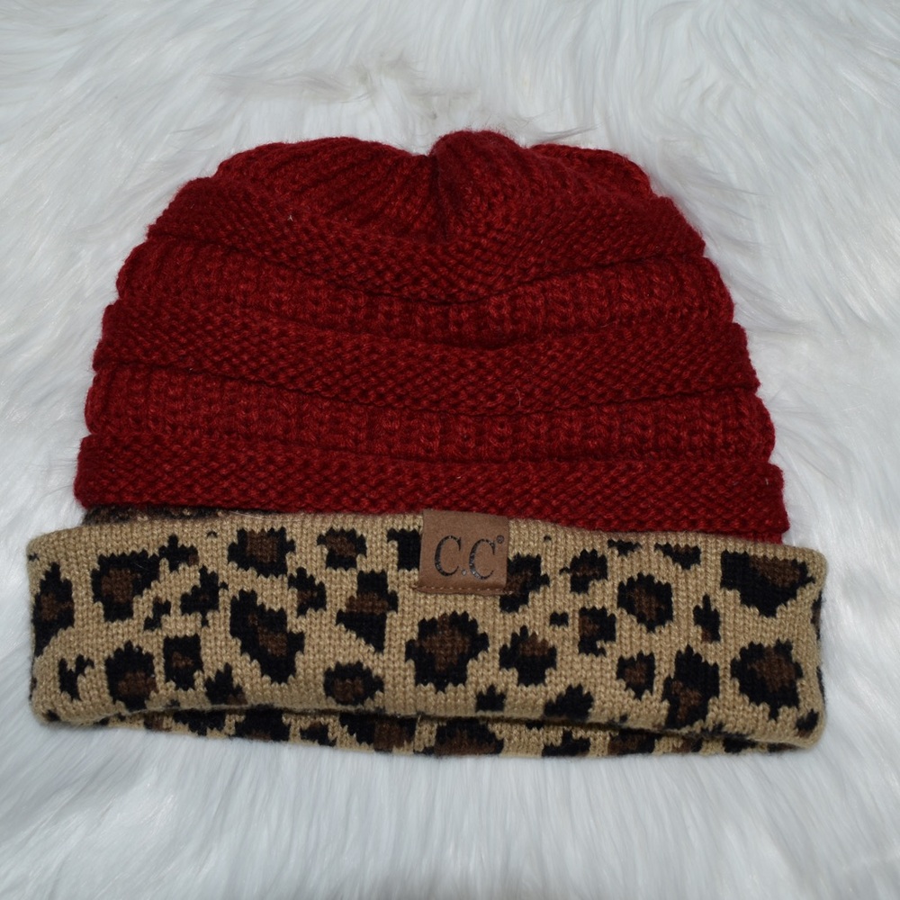 CC leopard beanie, never worn! NWOT
